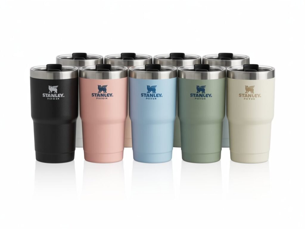 Close-up view of STANLEY Quencher ProTour flip straw lid in open and closed positions.