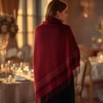 FURTALK Pashmina Shawl draped elegantly over an evening dress, showcasing its texture and color.