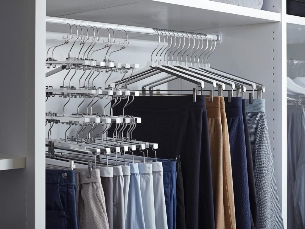 6-tier closet organizer with 360° swivel hooks