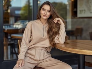 PRETTYGARDEN Women's 2 Piece Athleisure Set - Lapel Half Zip Sweatshirt and Wide Leg Pants Tracksuit