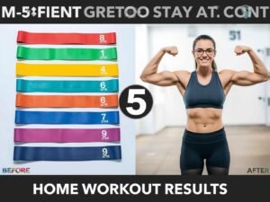 Resistance bands workout results before and after 30 days showing muscle definition improvements in shoulders, arms, and glutes