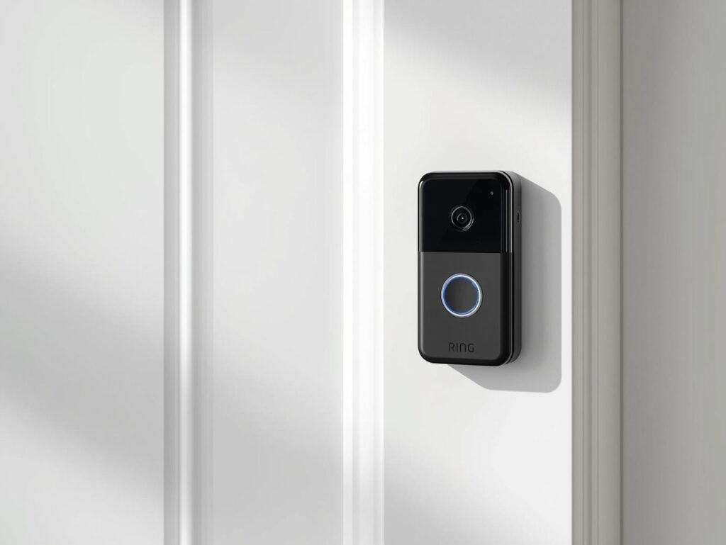 Ring Video Doorbell Wired installed on a modern white front door