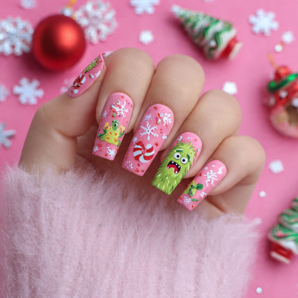 Glamnetic sweater weather press on nails short almond shape with glitter french tips and 3D winter designs glossy finish