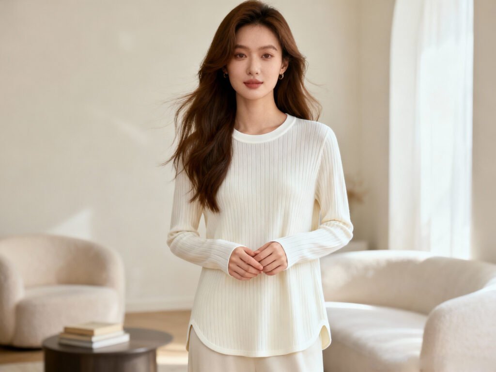 “AUTOMET women’s long sleeve top, fall 2025 fashion blouse, dressy sweater tunic, casual winter outfit for women, cozy layered style.